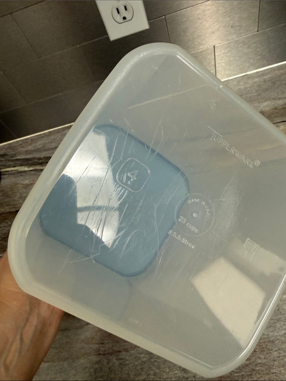 Tupperware Storage Container with Blue Lid - Picture 4 of 5